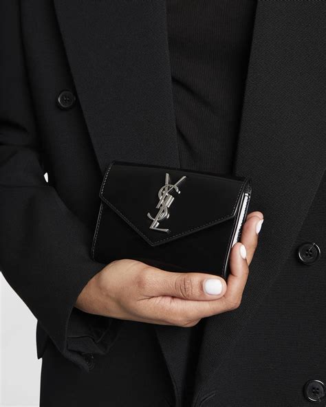 Saint Laurent YSL Monogram Small Flap Wallet in Spazzolato 